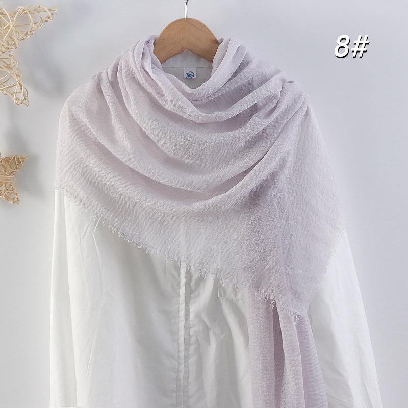 Women's Cotton Linen Silk Scarf - All-Season, Solid Color, Versatile Head and Sunshade Wrap