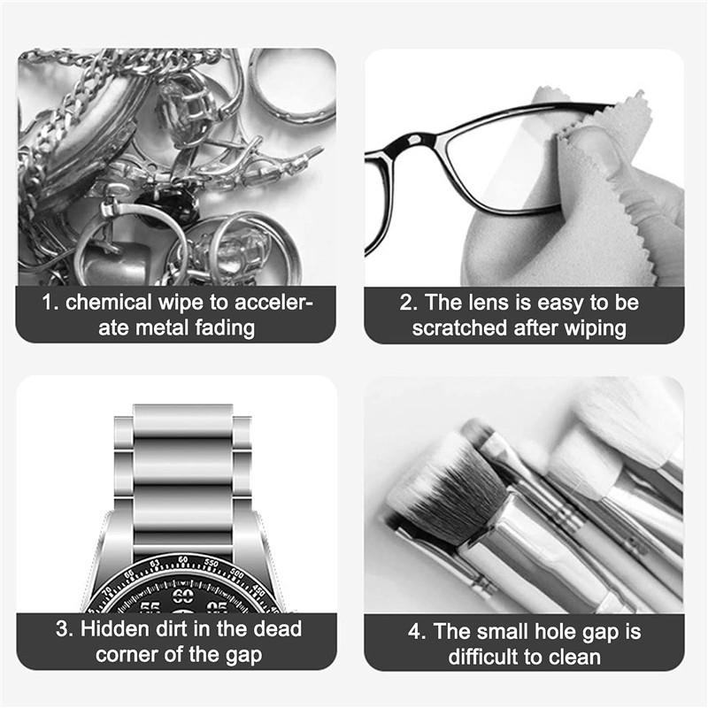 Kaasaskantav ehete puhastusmasin Ehtepuhastusvahend kõrgsagedusliku vibratsiooniga kodupuhastusvahend ehete, sõrmuse, kaelakeede, prillide, kellade puhastamiseks