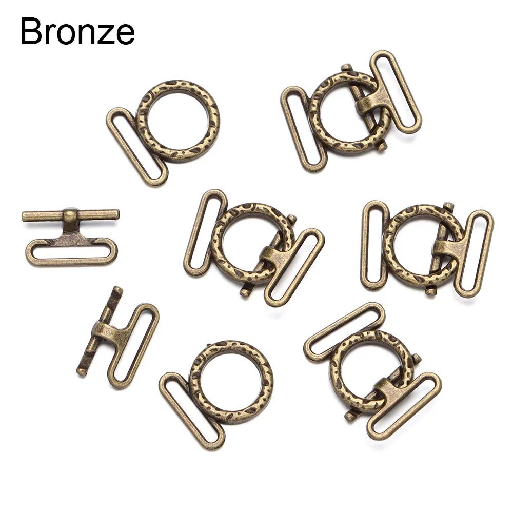 10Sets Metal Belt Buckles Mini Buttons Dolls Waistband Buckle Clip Tiny Buttons For Doll Clothes Bags Sewing Tri-glide Buckle