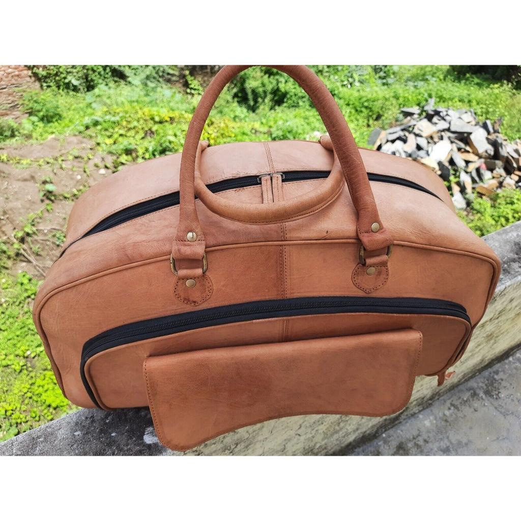 Men's Perfectly Crafted Goat Leather Tote Luggage Travel Vintage Duffel Gym Bag