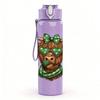 1PC St Patrick Highland Cow Art 750ml Color Plastic Sports Water Bottle Leakproof Flip Straw Lid Suitable for Sports Office Home Use