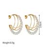 18k Gold Stainless Steel Geometric C-Shaped Beaded Earrings for Women - Elegant Fashion Jewelry