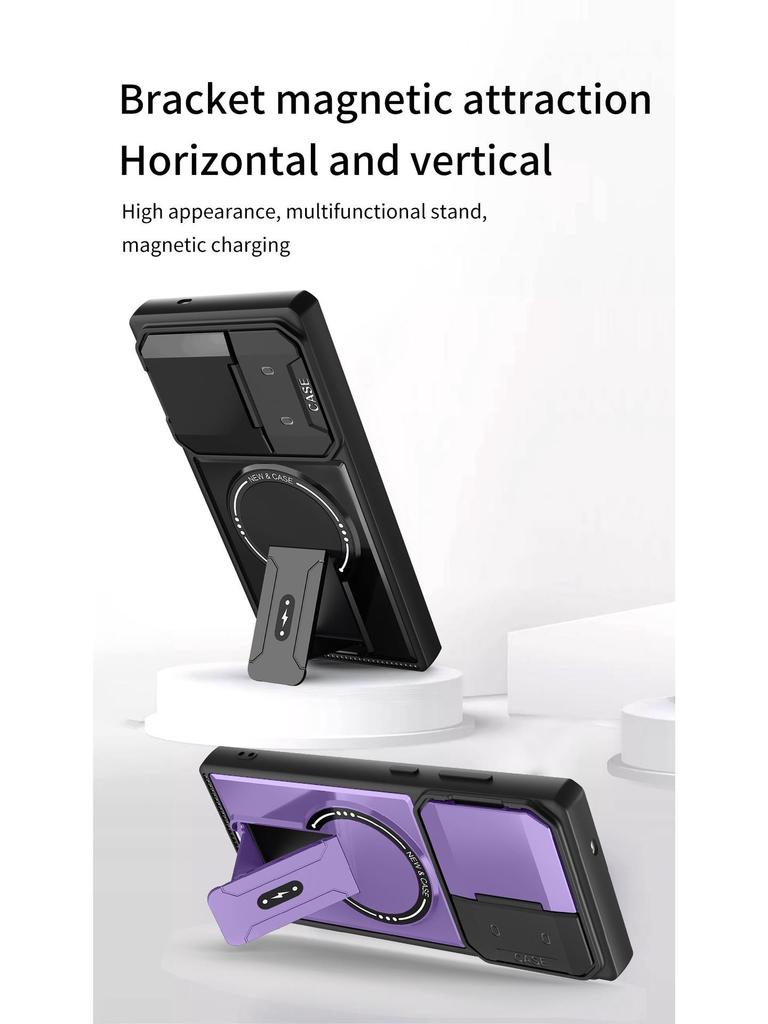 Samsung S26 Ultra Telefon tok: Mecha Mágneses Állványos, Leesés elleni, Ujjlenyomatmentes Védőtok