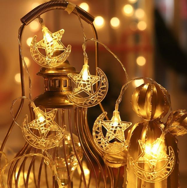 Middle East Moon & Star LED String Lights for Bedroom Atmosphere