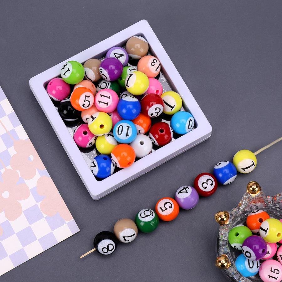 16mm Farbe Billardkugel Loch Acryl Armband DIY Schmuck In Arbeit Handgemachte Accessoires Runde Perlen Lose Perlen