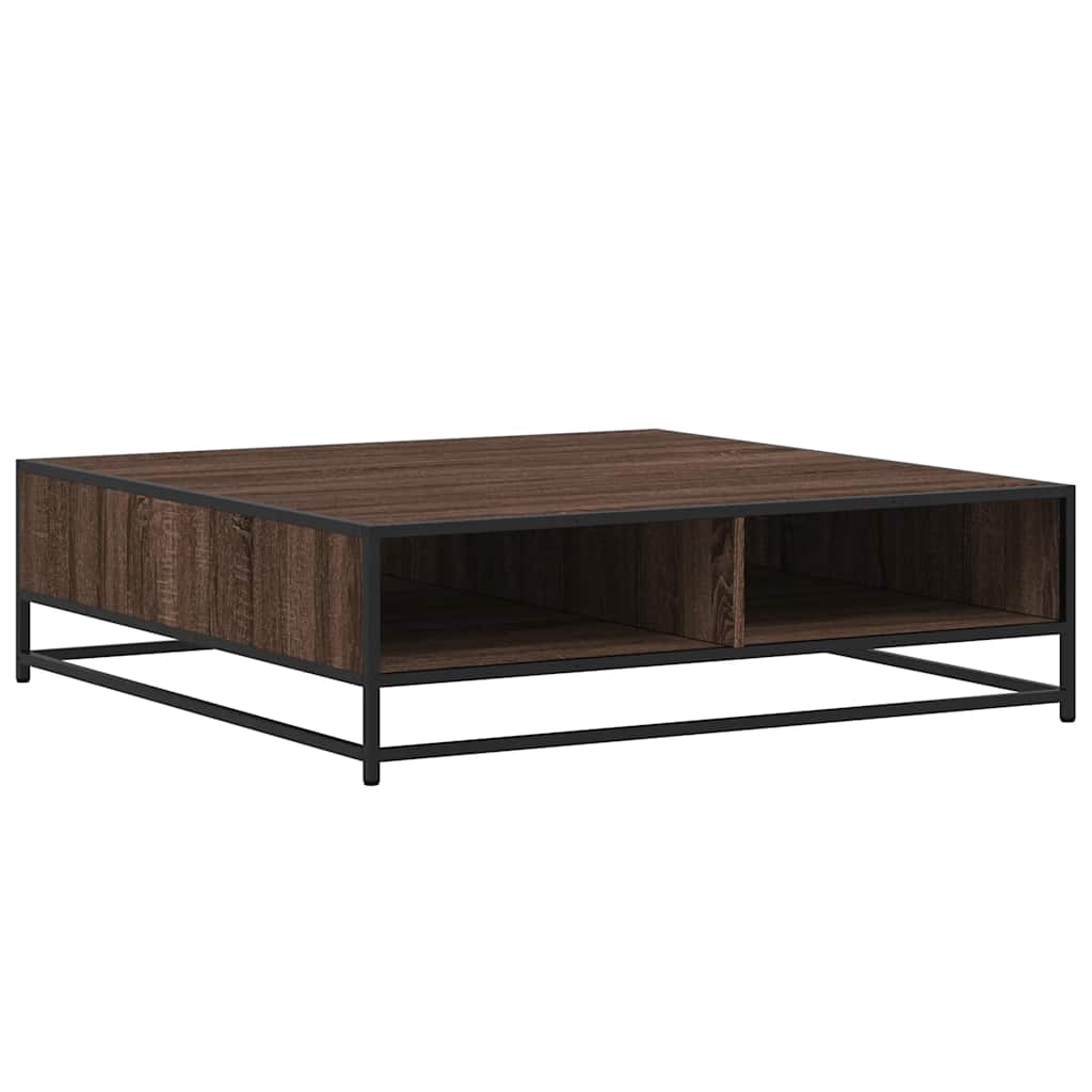 Coffee Table Brown Oak Effect 100 x 100 x 30 cm Engineered Wood & Metal