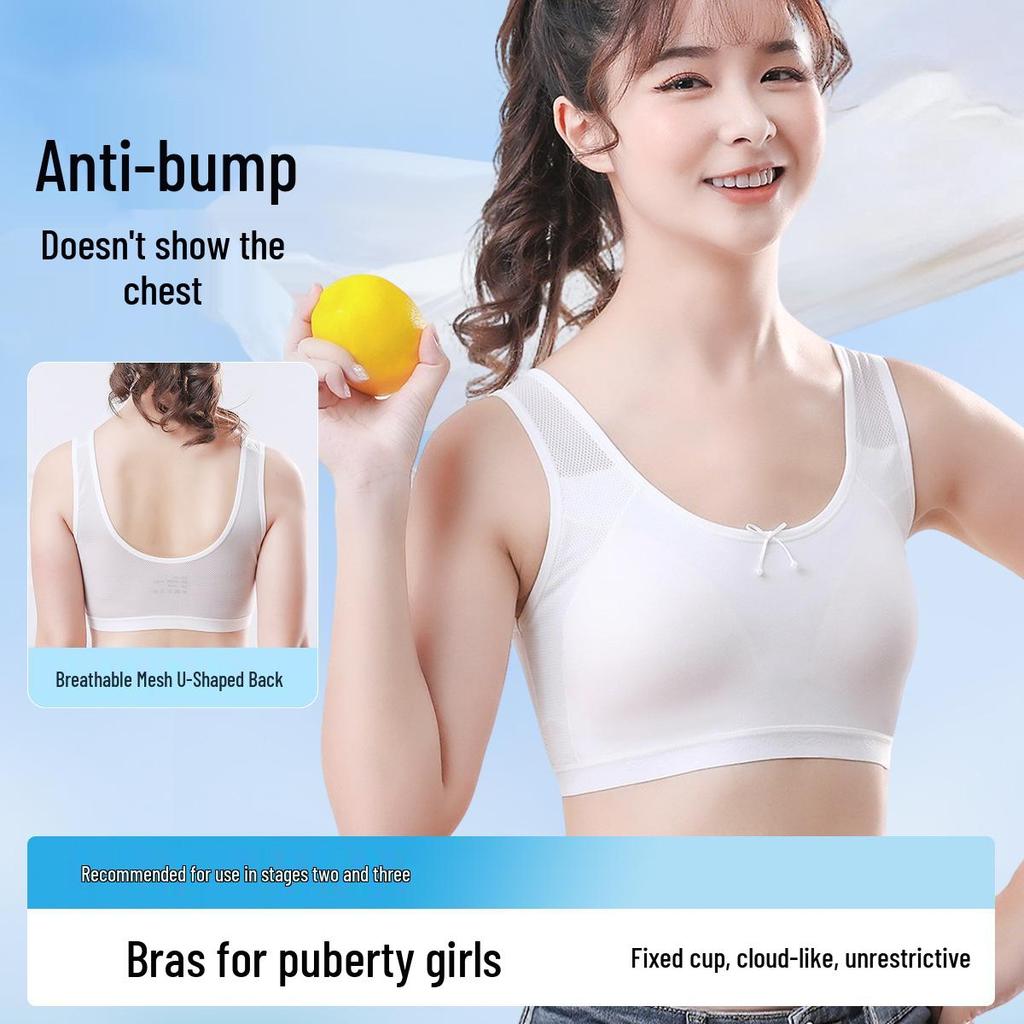 Children's Pure Cotton Camisole Vest for Girls - Anti-Show Sports Bra for Young Teens
