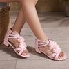 Sommer 2026 neue Kinder-High-Heel-Blumen-Rundkopf-Offene-Zehen-Prinzessinenschuhe für Mädchen