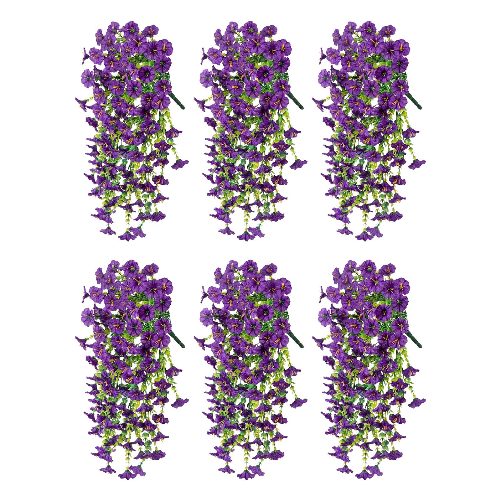 

6/8 Pack Artificial Morning Glory Flowers Artificial Hanging Flowers Faux Morning Glory for Home Garden Yard Patio Outdoor Decor