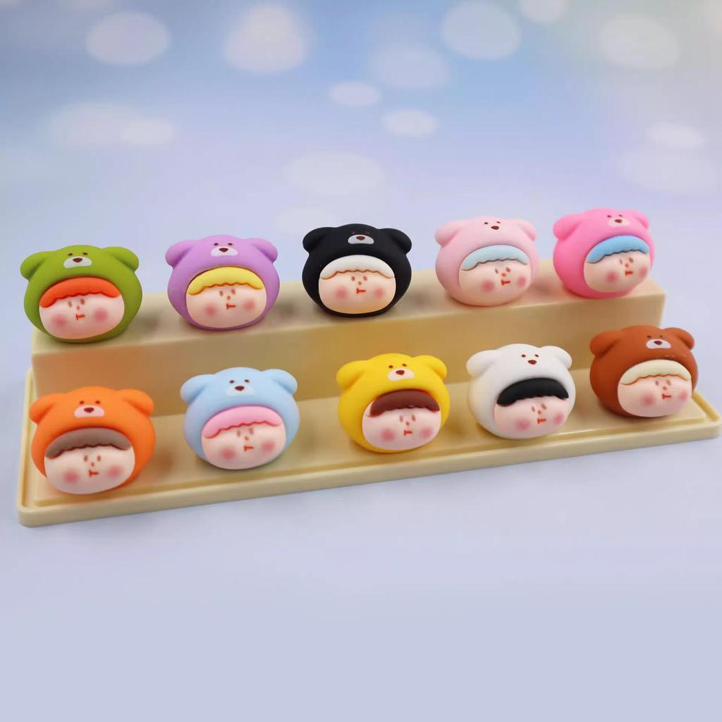 Cute Desktop Resin Dog Head Ornaments: Hand-Painted Jewelry Decor Blind Bags