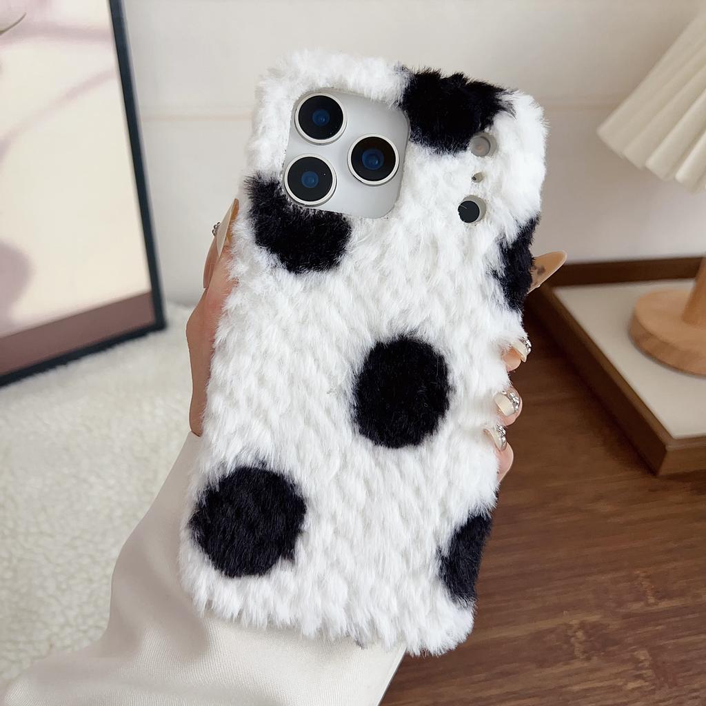 For iPhone 17 Pro Max Case Polka Dot Plush Soft TPU Phone Protective Cover