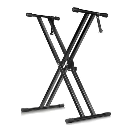 KAKETE Keyboard Stand, Electronic Piano Stand, Double X Type, 7 Level Height Adjustment 32-96cm, 54/61/73/76/88 Keys, Suitable for Boards, Keyboard