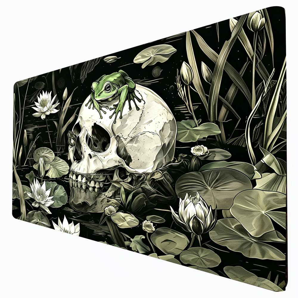 Frog Skull Lotus Pond TCG Playmat, 24"X14" Magic Play Mat PC Gamer Laptop Mousepad MTG Tabletop Accessories Trading Card Games