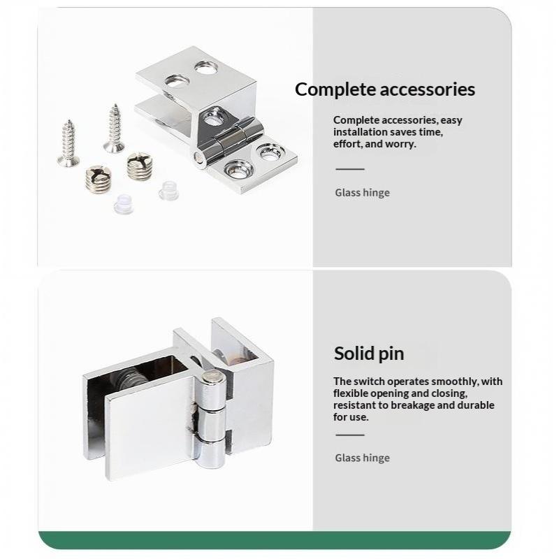 Zinc Alloy Glass Door Hinge No Drilling Required Sturdy Structure Perfect For Cabinet Showcase Wine Rack Glass Doors