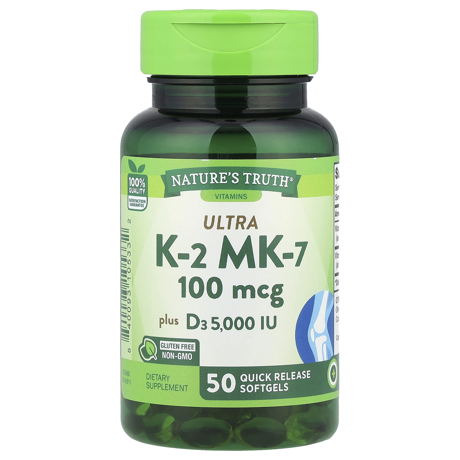 

Nature S Truth, Ultra K2 Mk-7 Plus D3, Rapid Release Softgels, 50
