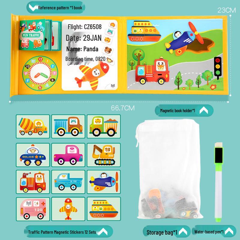 

Магнитный пазл Монтессори для малышей, 3-6 лет: Обучающие наклейки и пазл