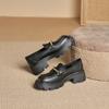 Round Head Platform Loafers Women'S Brock British Style Small Leather Shoes Women'S Metal Buckle Decorative Shoes