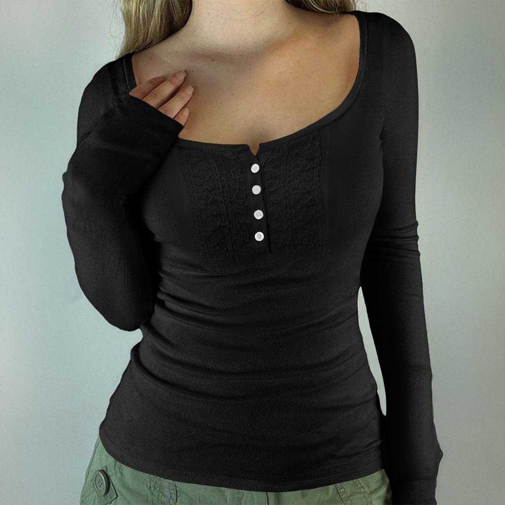 Hot Girl Style Button Long Sleeve Tank Top T-Shirt Women 2025 Autumn
