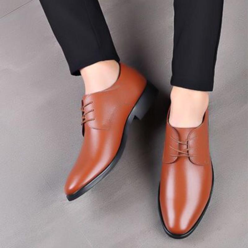 Spring Autumn Dress Shoes Man Office Pointed Toe Social Shoe for Men Suit Leather Casual Elegant and Classic 2026 Style Clothing