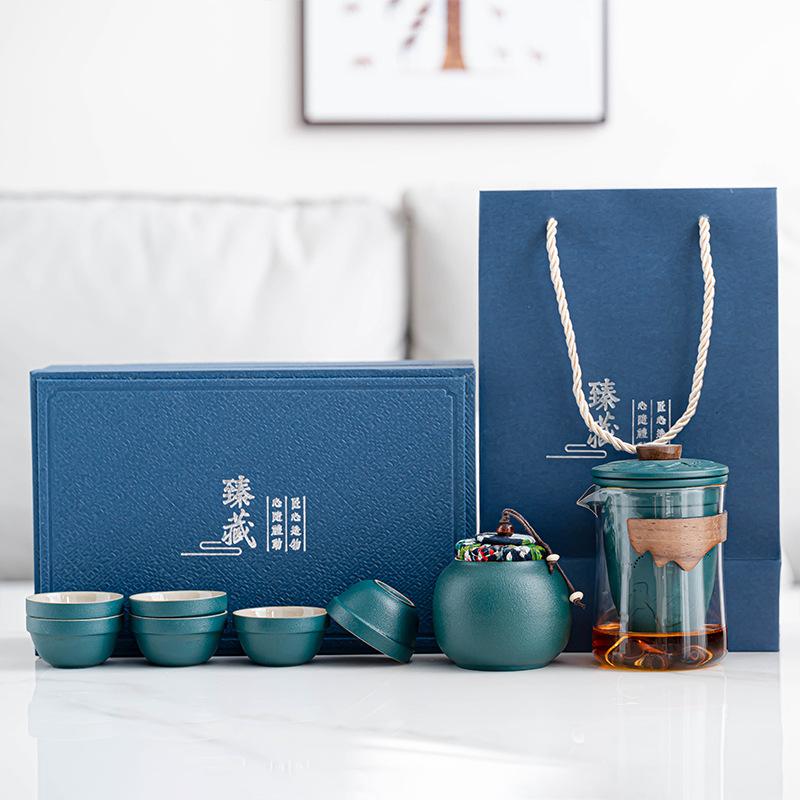 Travel Tea Set Glass Outdoor Kung Fu Teacup Japanese-style Brewing Teapot Portable Express Cup Business Gift Set