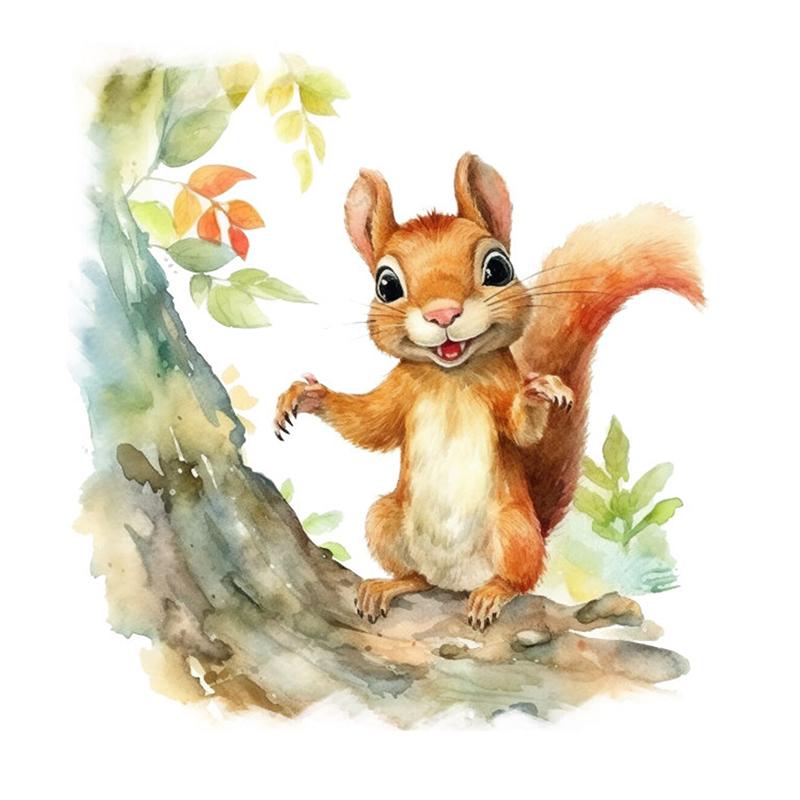T776#Cute Squirrel Wall Sticker Kids Room Background Home Decoration Mural Living Room Wallpaper Funny Decal