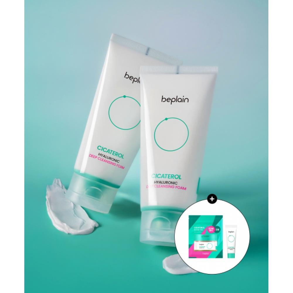 Beplain [2pcs Trouble All Kill] Cicaterol Hyaluronic Deep Cleansing Foam 120ml  Free  10 Cicaterol Pads+10ml Barrier Cream NONE