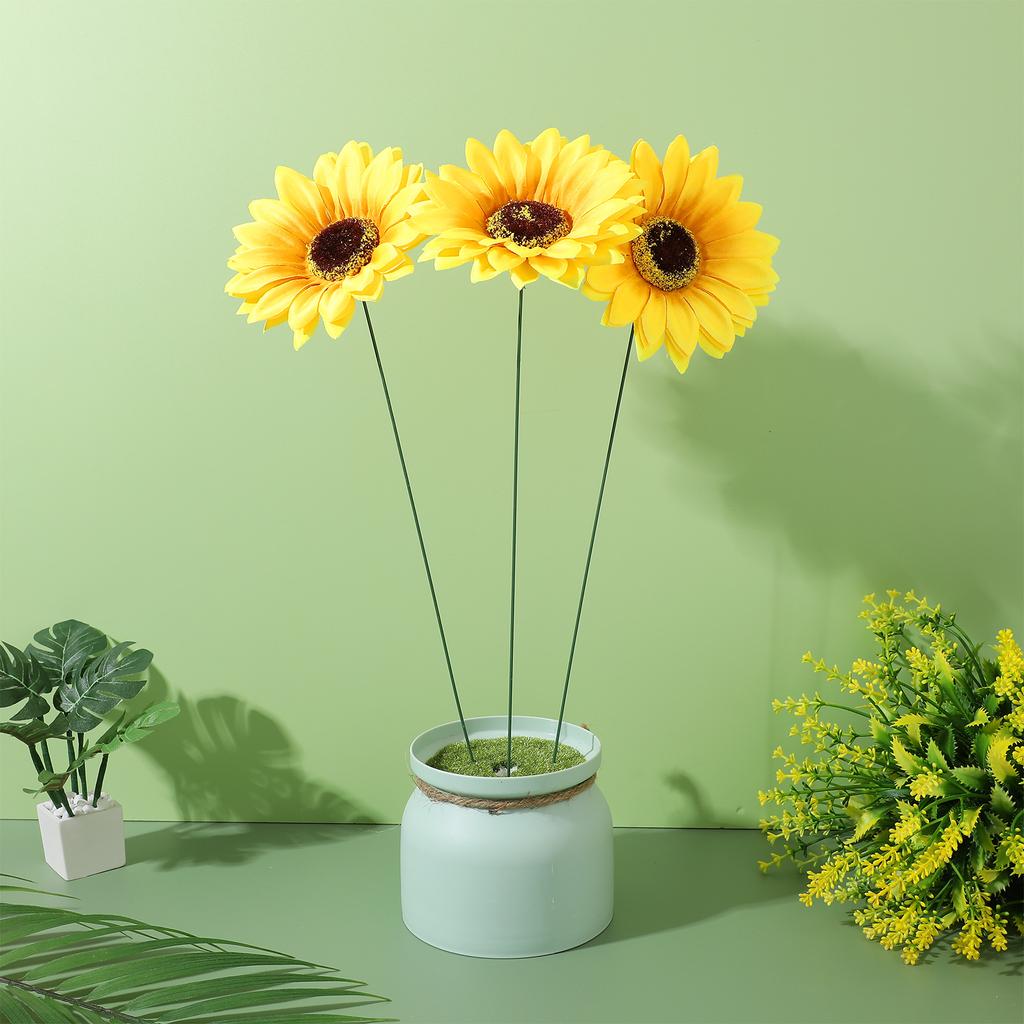 Garden Sunflower Stake Outdoor Decorations Landscape Courtyard Villa Simulation Lawn Pole 5pcs Pots Shape Sign