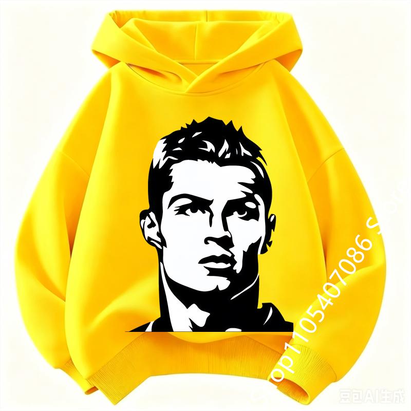 Boys Cristiano Ronaldo Hoodie CR7 Football Player Graphic Hooded Sweatshirt Kids Casual Long Sleeve Sport Pullover