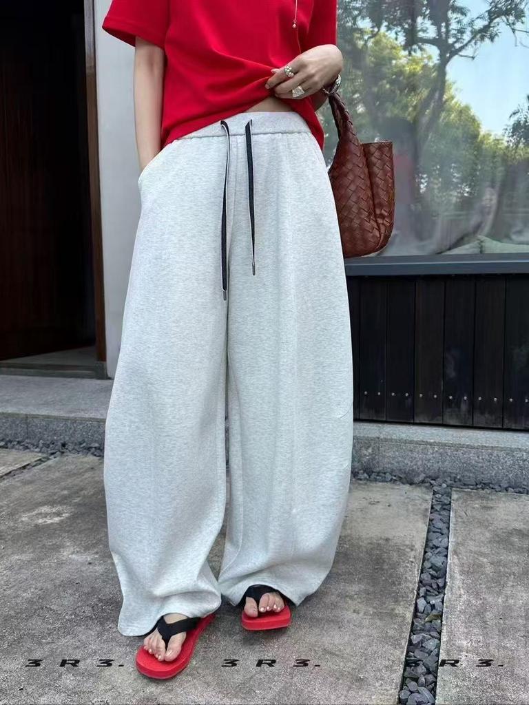 Korean Style Women's High Waist Wide Leg Sports Pants - Slimming Drape, 2026 Spring Collection