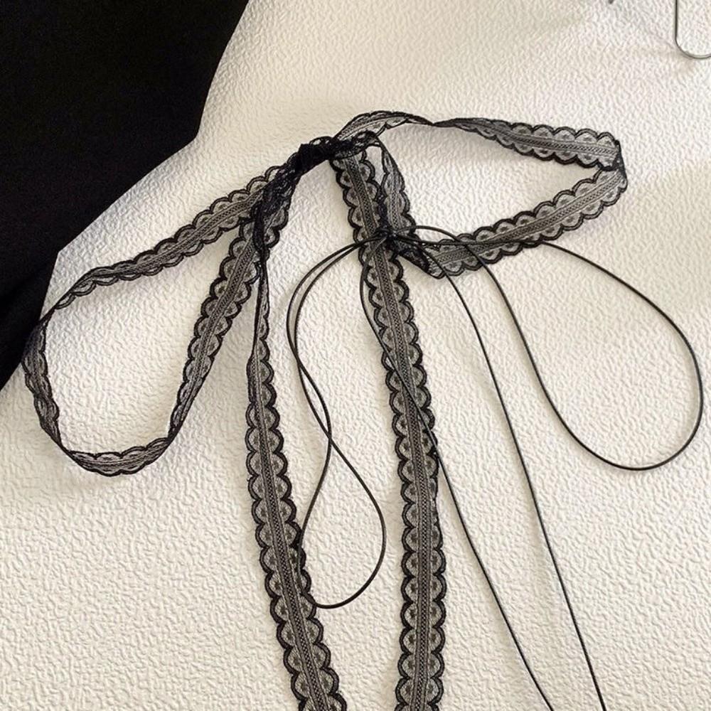 Sweet Lace Clavicle Scarf Thin Mesh Clavicle Chain Fashion Ribbon Choker Necklace  Wedding Party