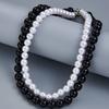 Cold Wind Black and White Pearl Magnetic Buckle Collarbone Chain Personalized Fashion Simple Necklace, Geometric Sweet and Cool Wind