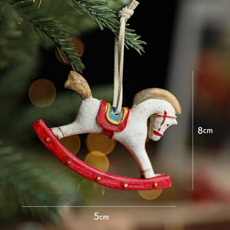 Christmas Tree Decoration Pendant Resin Retro Christmas Painted Snowflakes Love Five-pointed Star Hanging Decoration Layout