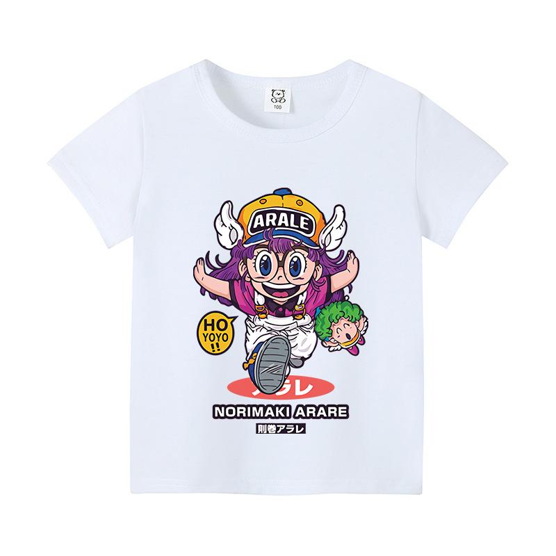 Slump Arale T-shirt Cute Girls Classic Anime Harajuku Cotton Kids Tees Streetwear Toddler Casual Short Sleeve Child Clothes Tops