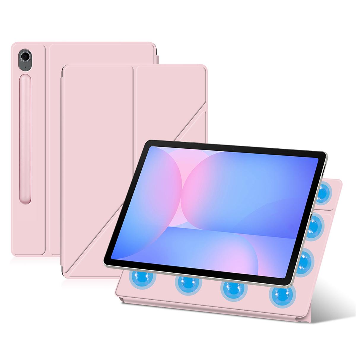 

For Samsung Galaxy Tab S10 FE Case Origami Stand PU Leather Magnetic Tablet Cover Pink