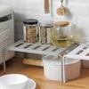 Kitchen Counter Storage Rack Grey ABS Plastic Punch  Expandable Large Capacity Kitchen Cabinet S