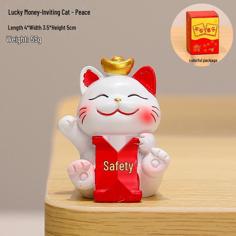 2025 Handmade Lucky Cat Ornament - Creative Cartoon Figure for Office Desk Decor and Cute Gifts