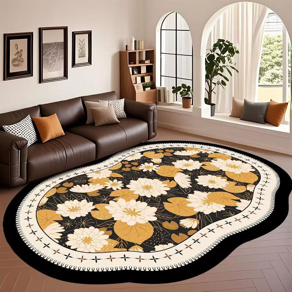 

Овальный ковер с цветочным рисунком, Роскошный и мягкий ковер неправильной формы, Европейский винтажный ковер, Подходит для гостиной, спальни, столовой, кухни, прихожей 80*120CM