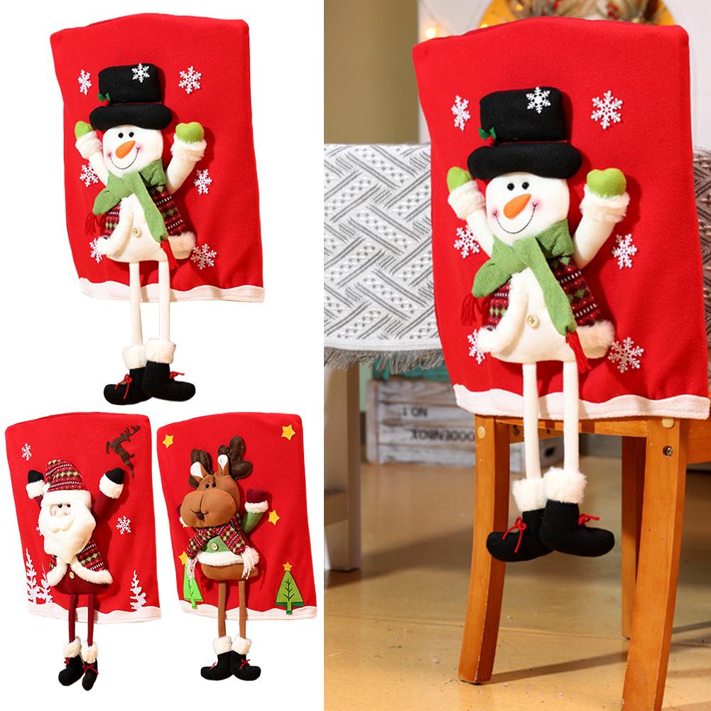 Snowman Santa Claus Elk Deer Chair Cover Christmas Chair Cover Christmas Table Decoration Dining Chair Cover Xmas Party Supplies