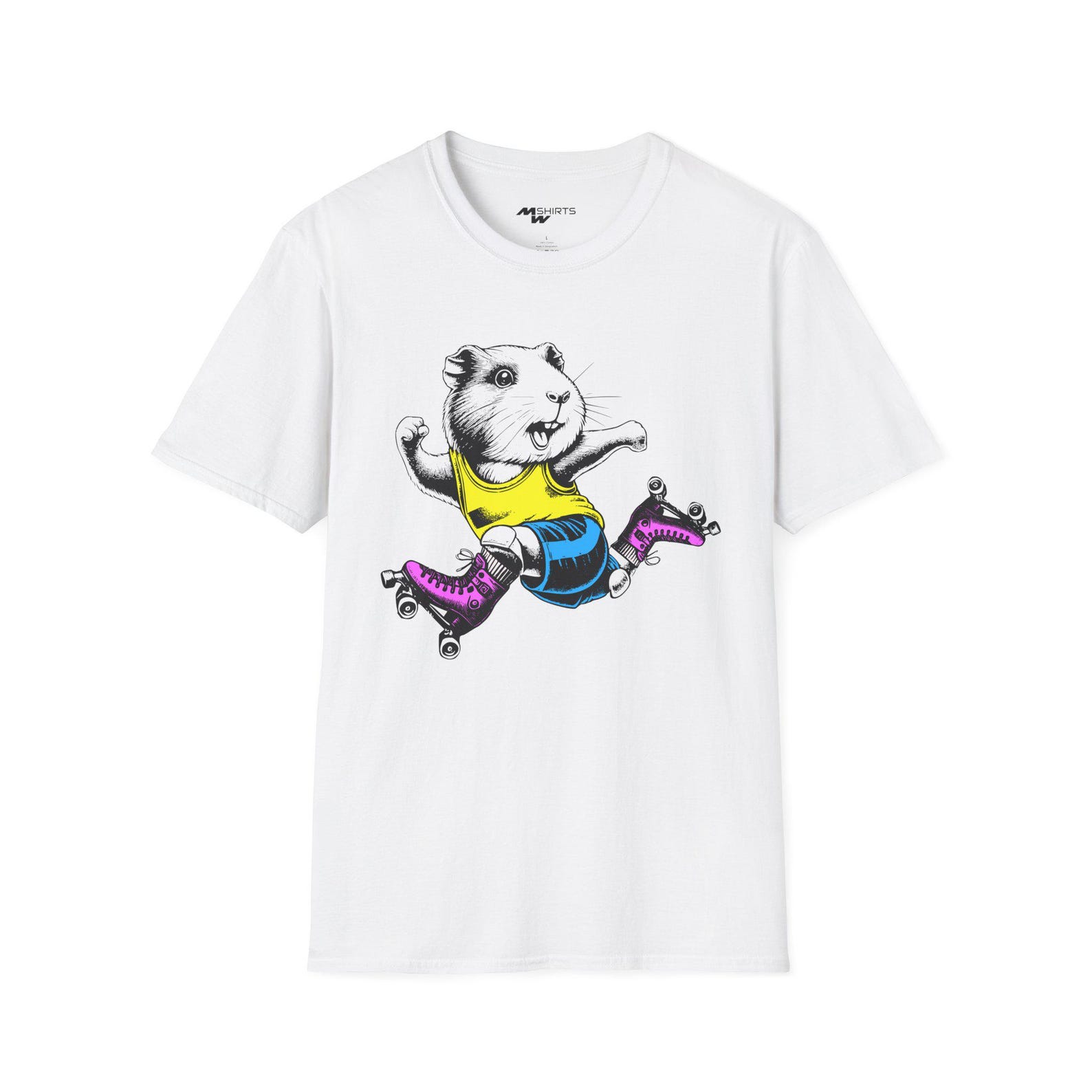 Rollerskating Guinea Pig T-Shirt, Animal Lover Tee 4XL