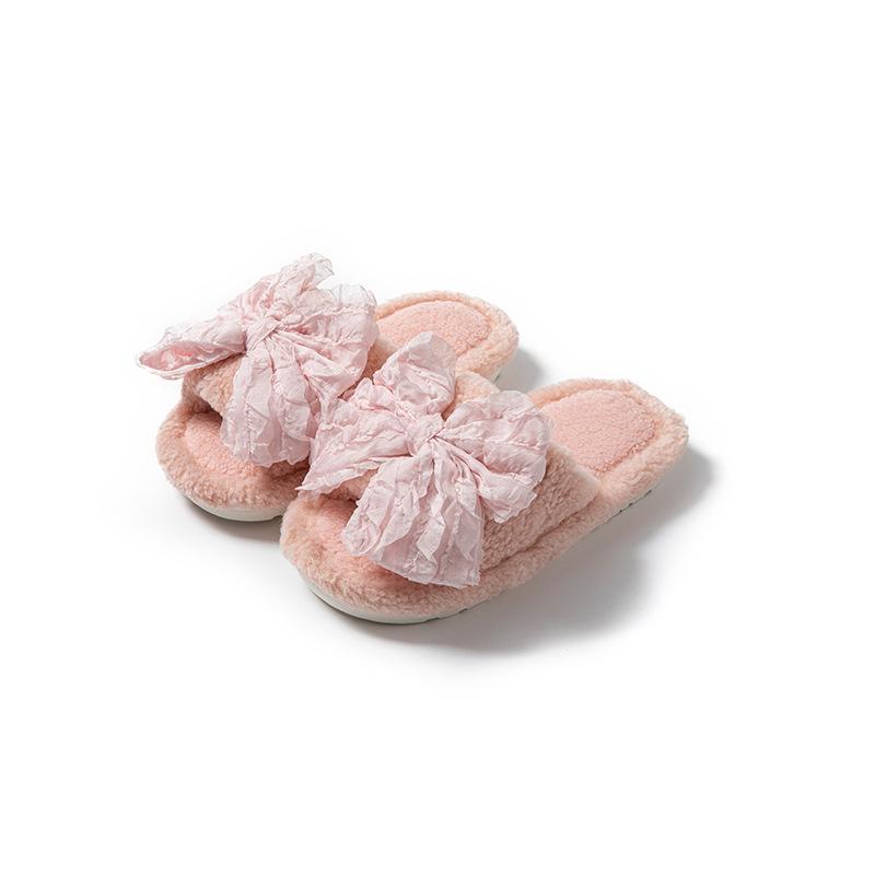 

Бантик открытые хлопковые тапочки ins домашние в горошек менее милые плюшевые тапочки 40-41