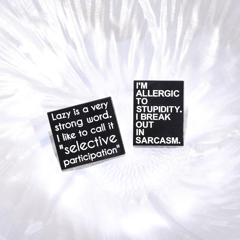 Trendy And Fun Cartoon Inspired Alloy Brooch Featuring Geometric Letter Design For Creative Outfits