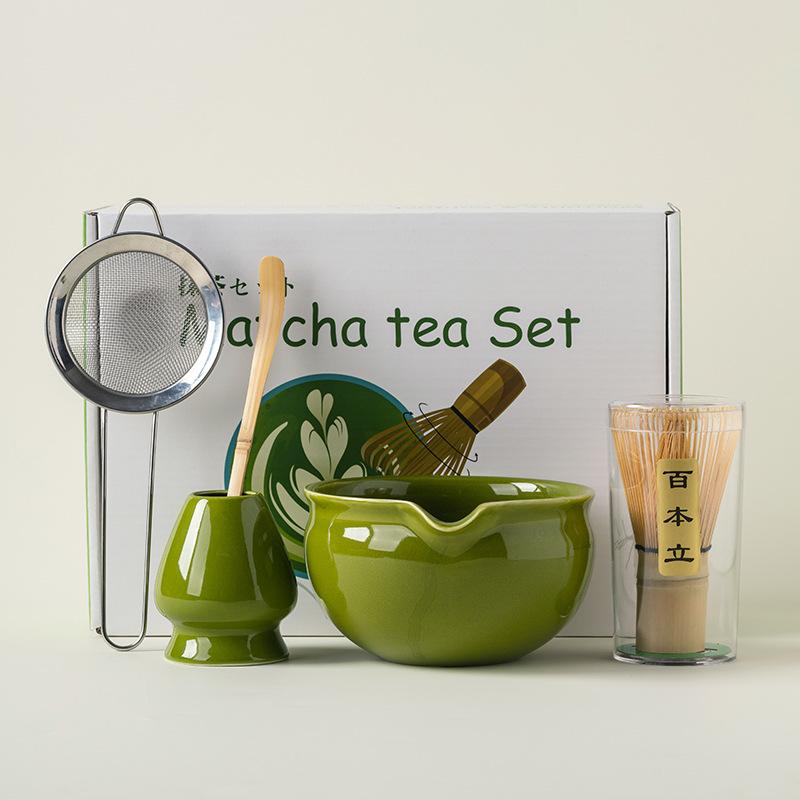 4/5/7/8pcs Traditional Matcha Set Bamboo Whisk Ceramic Tea Bowl Japanese Tea Making Tools Home Kitchen Gift for Tea Lovers