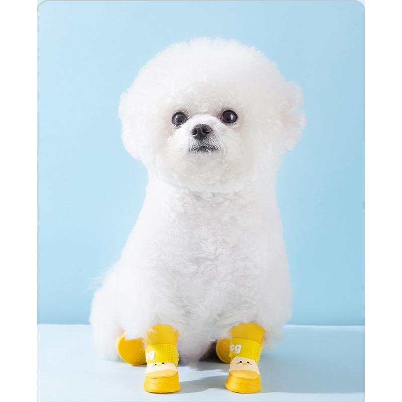 Cartoon Waterproof Non Slip Silicone Rain Shoes For Small Medium Dogs