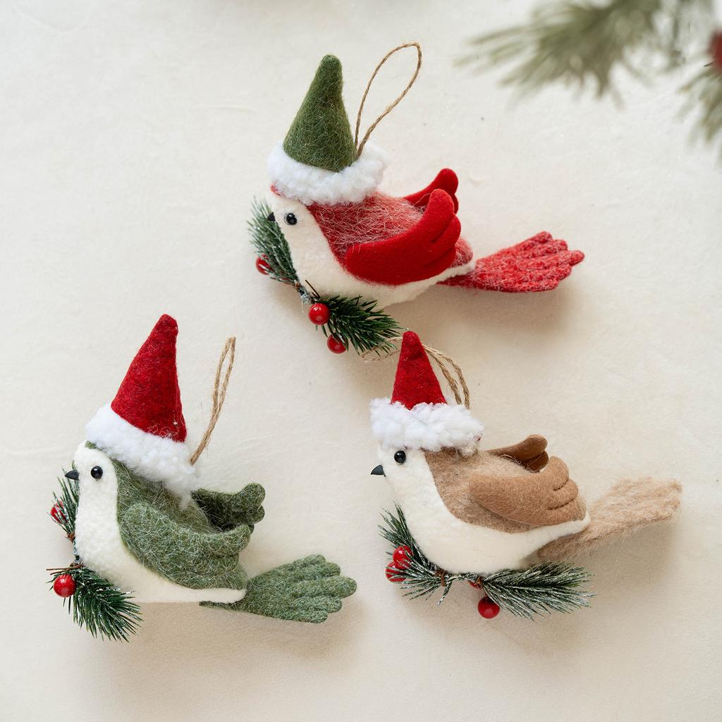 Christmas Decorations, Christmas Tree Ornaments, Creative Imitation Plush Red Bird Ornaments