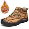 Módní venkovní pánské boty Pravá kůže Ležérní obuv Horolezecké turistické boty Teplé zimní boty pro muže Vysoce kvalitní platforma Sněhová bota