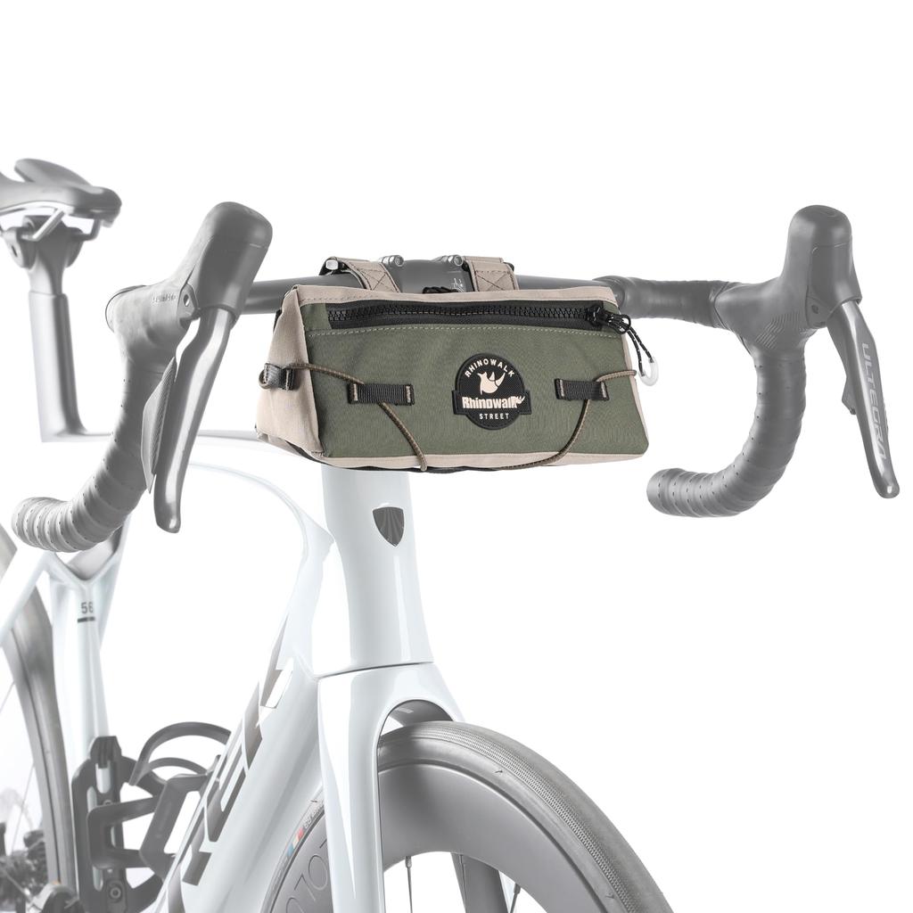 Rhinowalk Bicycle Handlebar Bag/Shoulder Bag, 2-Way, Waterproof, Lightweight, Storage Bag for Road Bikes, MTBs, and Folding Bikes (Green & Khaki)