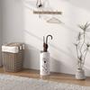 Steel Umbrella Stand With 4 Hooks And Removable Drip Tray Decorative Design 17x17x41 Cm White
