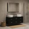 Bathroom Furniture Set 4 Pcs Black Oak Engineered Wood and Glass