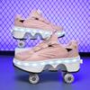 Shoes with Wheels Rotating Button Type Knob To Adjust Roller Skates New Deformed Parkour Skates Special Gifts for Girls