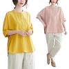 Plus Size Cotton Linen Chic Casual Sports Suit with Five-Point Sleeves